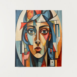 Moderne Cubistische Portret Geometrische Print Wandkleed