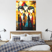 Moderne Cubistische Visie op De Drie Gratiën Canvas Afdruk (Insitu (Slaapkamer))