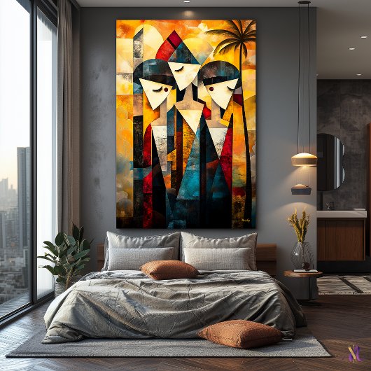 Moderne Cubistische Visie op De Drie Gratiën Canvas Afdruk