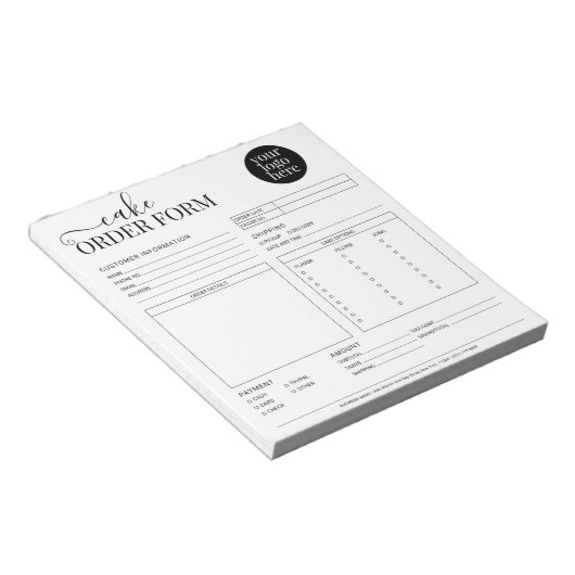 Moderne Cupcake Bakery White Order Form Notitieblok (Schuin)