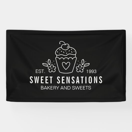 Moderne cupcake bakkerij Pastry Chef Banner (Horizontaal)