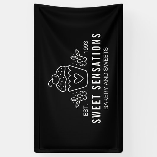 Moderne cupcake bakkerij Pastry Chef Banner (Verticaal)