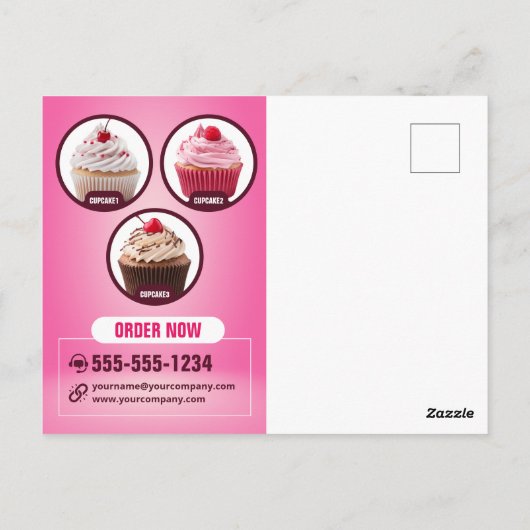 Moderne cupcake bakkerij winkel gebak dessert taar briefkaart (Achterkant)