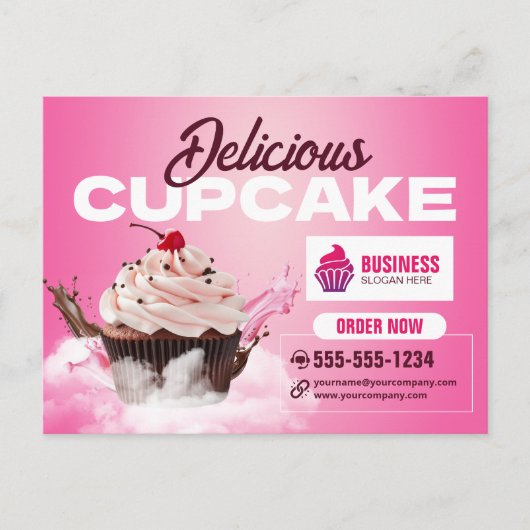 Moderne cupcake bakkerij winkel gebak dessert taar briefkaart (Voorkant)
