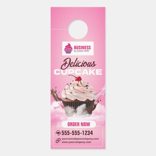 Moderne cupcake bakkerij winkel gebak dessert taar deurhanger (Voorkant)