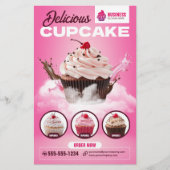 Moderne cupcake bakkerij winkel gebak dessert taar flyer (Voorkant)