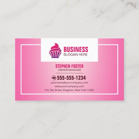 Moderne cupcake bakkerij winkel gebak dessert taar visitekaartje (Achterkant)
