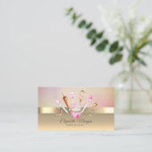 Moderne Cupcake Bloem Gouden Bakkerij Gereedschap Visitekaartje (Staand voorkant)