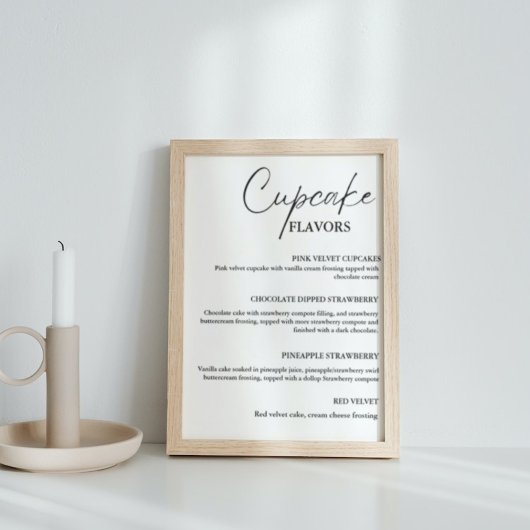 Moderne Cupcake bruiloft menu teken dessert teken Poster