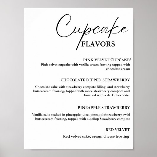 Moderne Cupcake bruiloft menu teken dessert teken Poster (Voorkant)