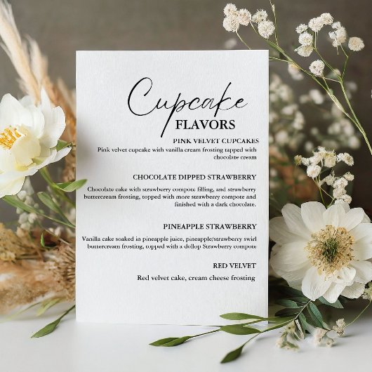 Moderne Cupcake bruiloft menu teken dessert teken Reclamebord Met Voetstuk