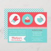 Moderne Cupcake Koking Baking Birthday Party Kaart (Voorkant / Achterkant)