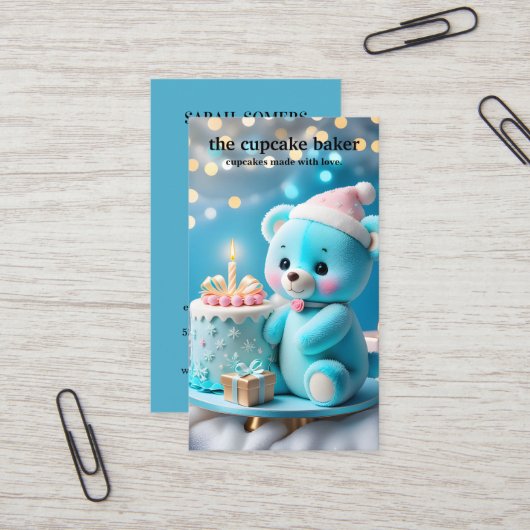 Moderne cupcake Logo Bakery Chef Catering Confetti Visitekaartje (Voorkant / Achterkant in situ)
