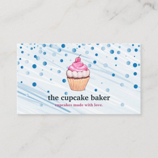 Moderne cupcake Logo Bakery Chef Catering Confetti Visitekaartje (Voorkant)