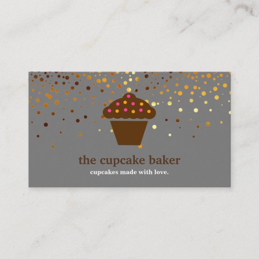 Moderne cupcake Logo Bakery Chef Catering Confetti Visitekaartje (Voorkant)