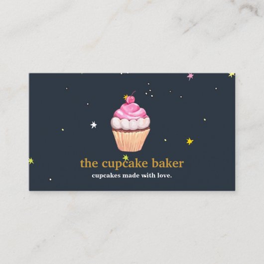 Moderne cupcake Logo Bakery Chef Catering Confetti Visitekaartje (Voorkant)