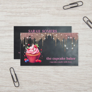 Moderne cupcake Logo Bakery Chef Catering Confetti Visitekaartje