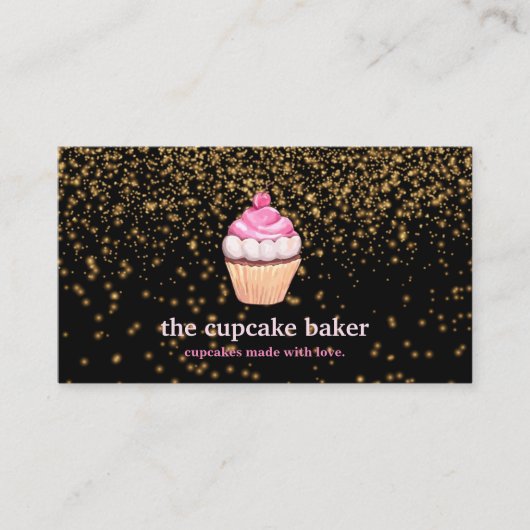 Moderne cupcake Logo Bakery Chef Catering Confetti Visitekaartje (Voorkant)
