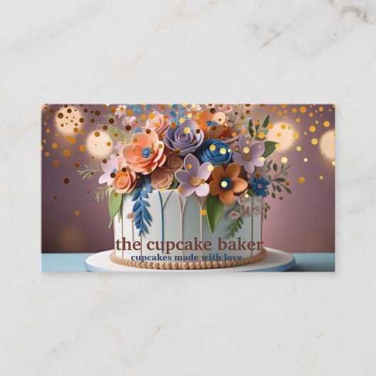 Moderne cupcake Logo Bakery Chef Catering Confetti Visitekaartje (Voorkant)