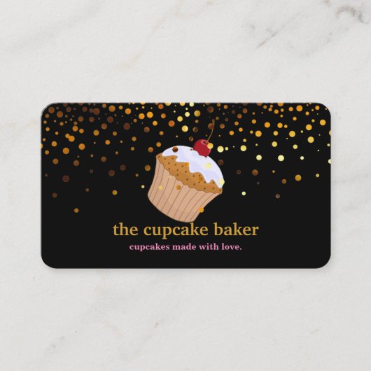 Moderne cupcake Logo Bakery Chef Catering Confetti Visitekaartje (Voorkant)