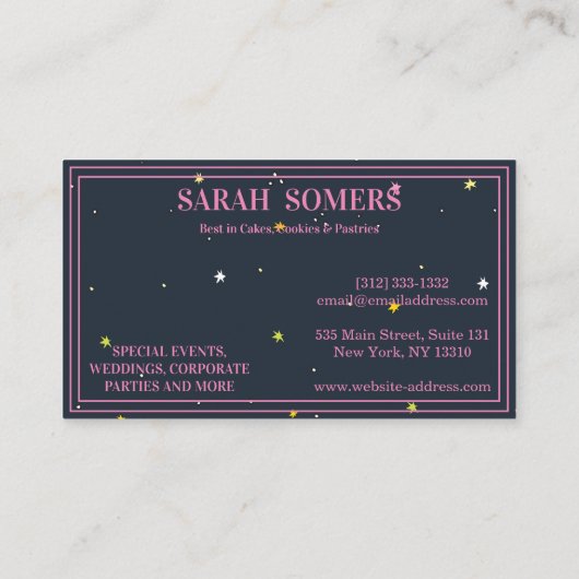 Moderne cupcake Logo Bakery Chef Catering Confetti Visitekaartje (Achterkant)