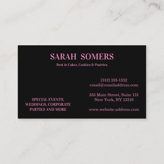 Moderne cupcake Logo Bakery Chef Catering Confetti Visitekaartje (Achterkant)