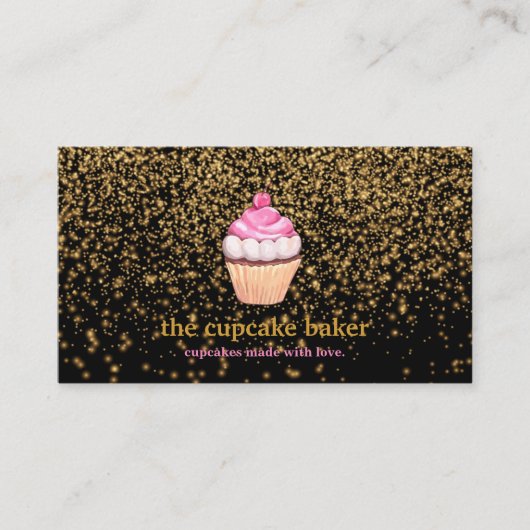 Moderne cupcake Logo Bakery Chef Catering Confetti Visitekaartje (Voorkant)