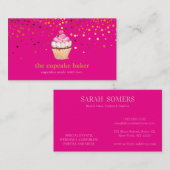 Moderne cupcake Logo Bakery Chef Catering Confetti Visitekaartje (Voorkant / Achterkant)
