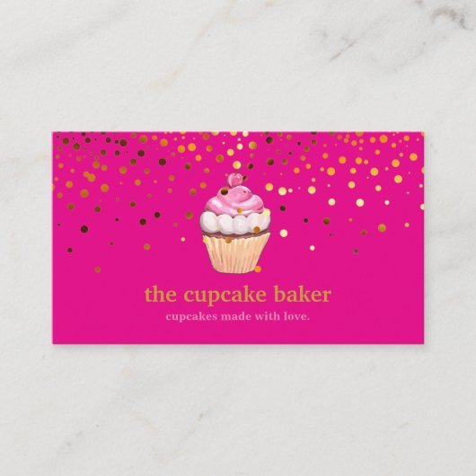 Moderne cupcake Logo Bakery Chef Catering Confetti Visitekaartje (Voorkant)