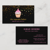 Moderne cupcake Logo Bakery Chef Catering Confetti Visitekaartje (Voorkant / Achterkant)