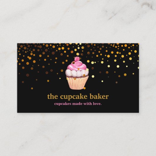 Moderne cupcake Logo Bakery Chef Catering Confetti Visitekaartje (Voorkant)