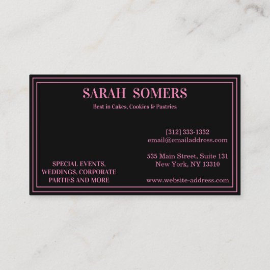 Moderne cupcake Logo Bakery Chef Catering Confetti Visitekaartje (Achterkant)