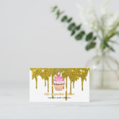 Moderne cupcake Logo Bakery Chef Catering Confetti Visitekaartje (Staand voorkant)