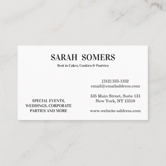 Moderne cupcake Logo Bakery Chef Catering Confetti Visitekaartje (Achterkant)