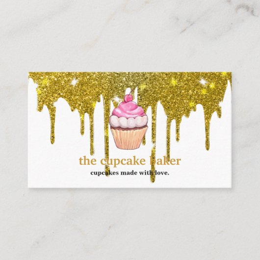 Moderne cupcake Logo Bakery Chef Catering Confetti Visitekaartje (Voorkant)
