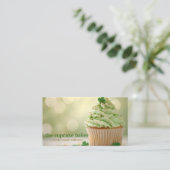 Moderne cupcake Logo Bakery Chef Catering Confetti Visitekaartje (Staand voorkant)