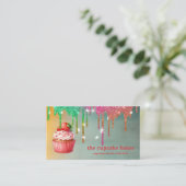 Moderne cupcake Logo Bakery Chef Catering Confetti Visitekaartje (Staand voorkant)