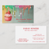 Moderne cupcake Logo Bakery Chef Catering Confetti Visitekaartje (Voorkant / Achterkant)