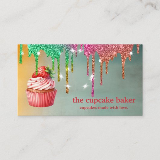 Moderne cupcake Logo Bakery Chef Catering Confetti Visitekaartje (Voorkant)