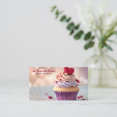 Moderne cupcake Logo Bakery Chef Catering Confetti Visitekaartje (Staand voorkant)