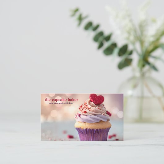 Moderne cupcake Logo Bakery Chef Catering Confetti Visitekaartje (Staand voorkant)
