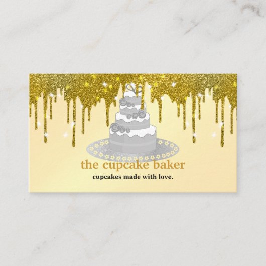 Moderne Cupcake Logo Bakkerij Catering Glitter Dri Visitekaartje (Voorkant)