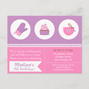 Moderne Cupcake Paars Roze Bakken Verjaardagsfeest Kaart