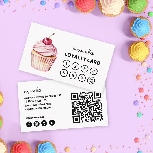 Moderne Cupcake QR Code Loyalty Kaart
