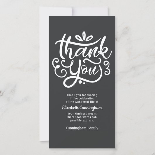 Moderne Cursieve Calligrafie Herdenking Bedankkaart (Voorkant)