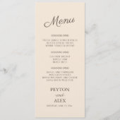 Moderne cursieve Cream Wedding Reception van Manus Menu (Voorkant)