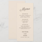 Moderne cursieve Cream Wedding Reception van Manus Menu (Voorkant / Achterkant)