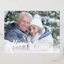 Moderne Cursieve Gelukkig Feestdagen Winter Foto