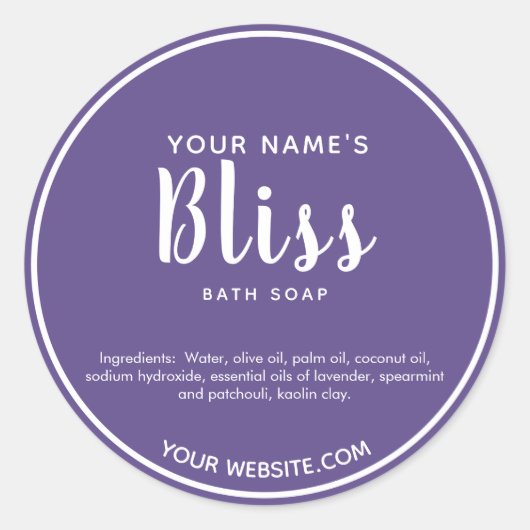 Moderne Cursieve Handgemaakte Zeepetiketten Ronde  Ronde Sticker (Voorkant)