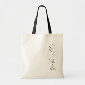 Moderne cursieve verticale scriptnaam bridal-cadea tote bag (Voorkant)